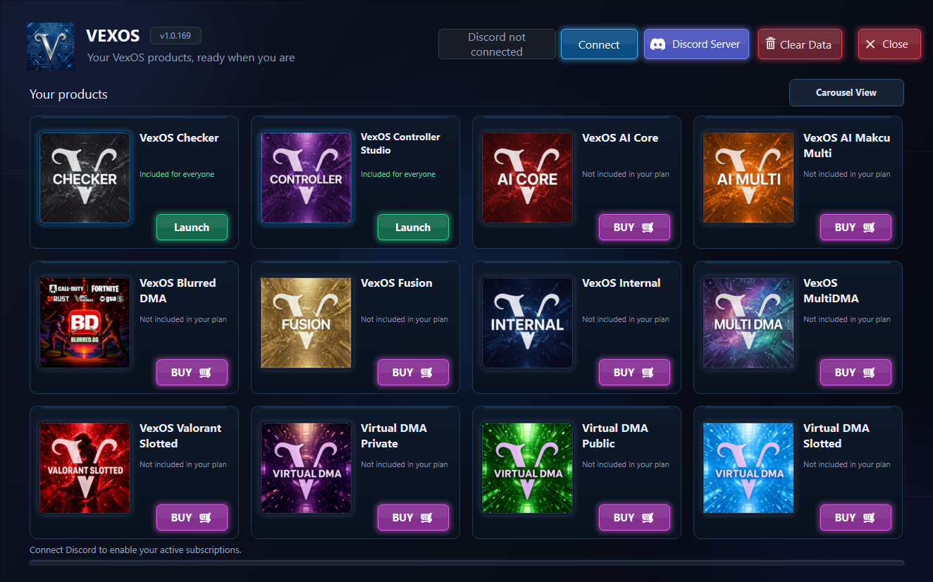 The VexOS Launcher with every product family on one screen